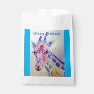 Cute Giraffe Zoo Animal Party Name Favour Bags