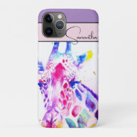 Cute Giraffe Zoo Animal Purple Watercolor Phone