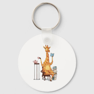 Cute Giraffes, Books and Tea Gift   Key Ring