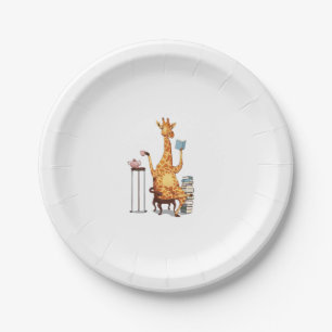 Cute Giraffes, Books and Tea Gift   Paper Plate