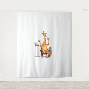 Cute Giraffes, Books and Tea Gift Tapestry
