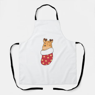 Cute Giraffes In Christmas Sock For Christmas Gira Apron