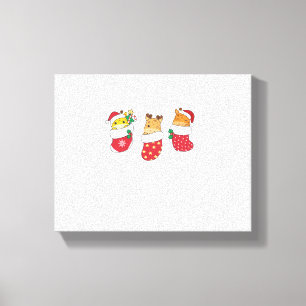 Cute Giraffes In Christmas Sock For Christmas Gira Canvas Print
