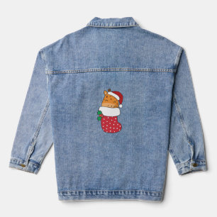 Cute Giraffes In Christmas Sock For Christmas Gira Denim Jacket