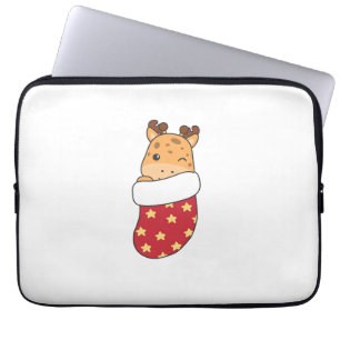 Cute Giraffes In Christmas Sock For Christmas Gira Laptop Sleeve