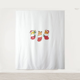 Cute Giraffes In Christmas Sock For Christmas Gira Tapestry