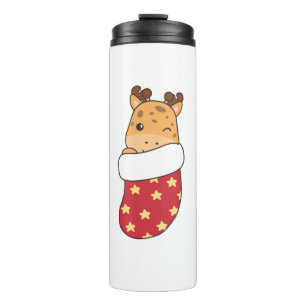 Cute Giraffes In Christmas Sock For Christmas Gira Thermal Tumbler