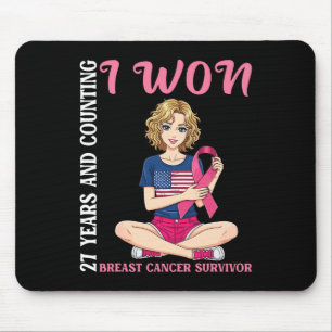 Cute Girl 27 Years And Counting I Won Breast Cance Mouse Pad