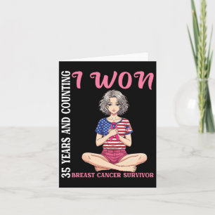 Cute Girl 35 Years And Counting I Won Breast Cance Card