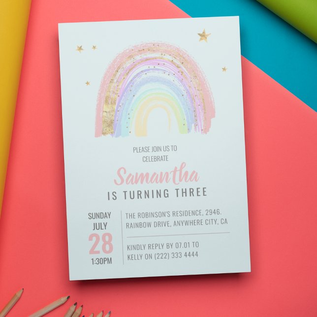 Cute Girl Abstract Rainbow Any Age Birthday Invitation (Creator Uploaded)