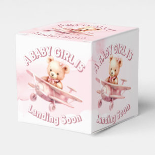 Cute Girl Baby Bear Pilot Pink Aeroplane Beautiful Favour Box