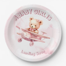 Cute Girl Baby Bear Pilot Pink Aeroplane Beautiful