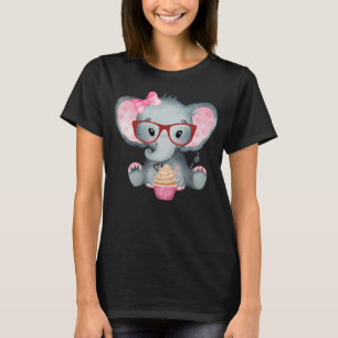 Cute Girl Baby Elephant Wearing Bow Tie & Glasses  T-Shirt