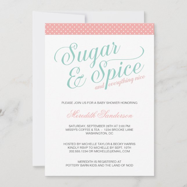 Cute Girl Baby Shower Invitation (Front)