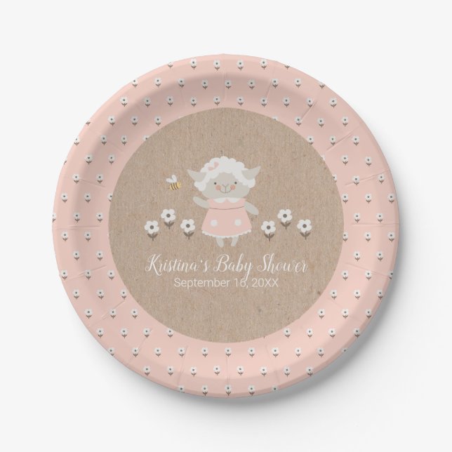 Cute Girl Baby Shower Paper Plate (Front)