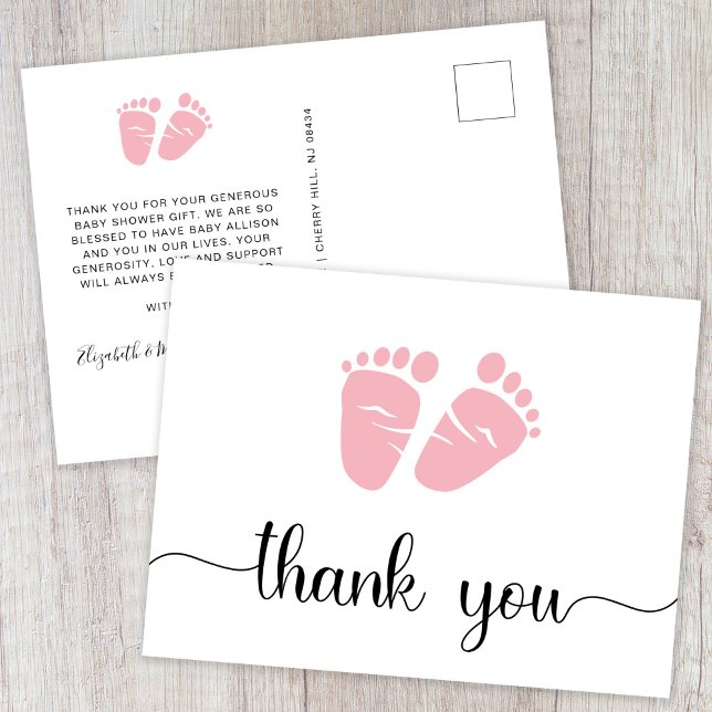 Cute Girl Baby Shower Thank You Postcard (Creator Uploaded)