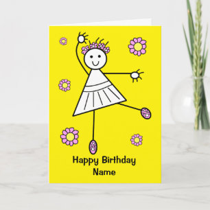 Cute Girl Ballet Dancer Birthday Card