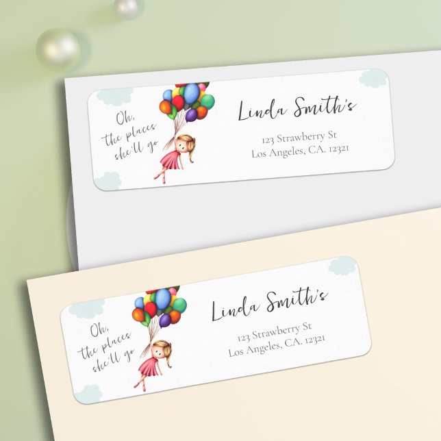 Cute Girl Balloons Return Address (Creator Uploaded)