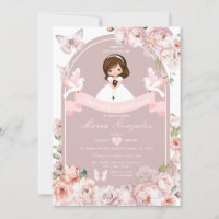 Cute Girl Bible First Holy Communion Pink Floral