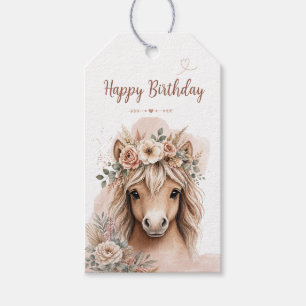 Cute Girl Boho Horse First Birthday Gift Tags