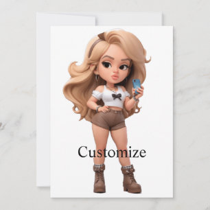 Cute Girl Bonita Chica Thunder_Cove Invitation