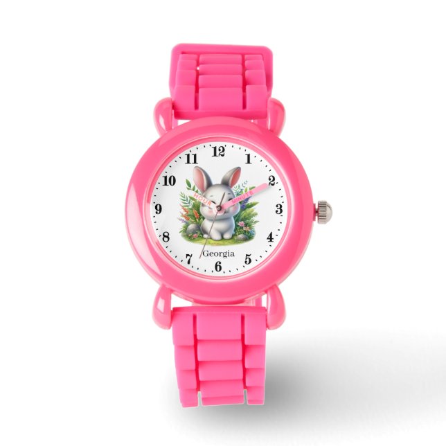 Cute girl bunny add name watch (Front)