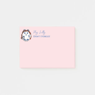 Cute Girl Cartoon Funny Saying Blush Pink Blue  Post-it Notes
