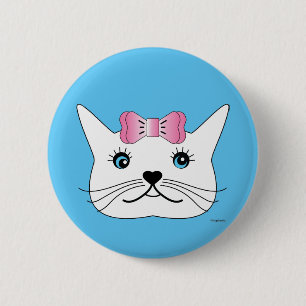 Cute-Girl-Cat-with-Pink-Bow 6 Cm Round Badge