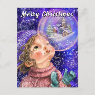 Cute Girl Christmas Card