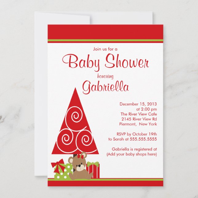 Cute Girl  Christmas Holiday Winter Baby Shower Invitation (Front)