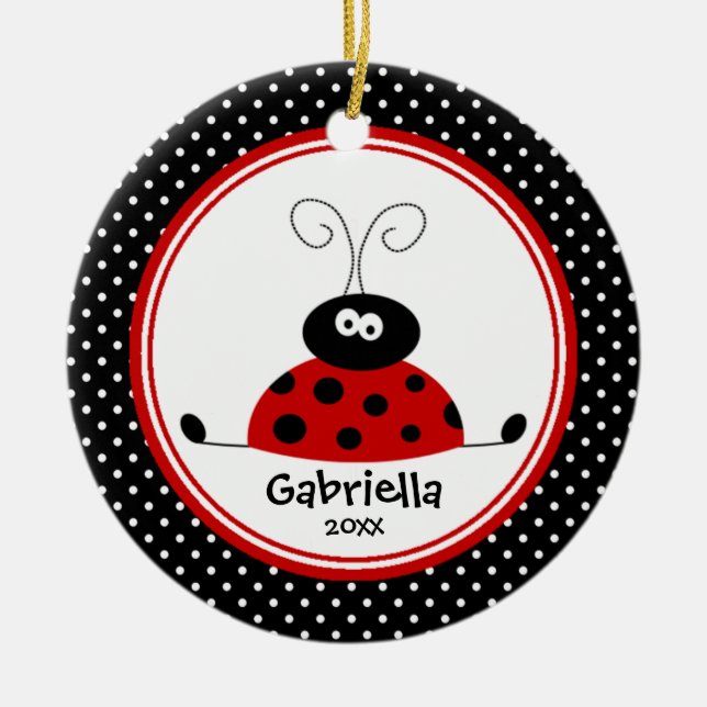 Cute Girl Christmas Ornament Ladybug (Front)