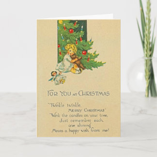 Cute Girl Christmas Wish Card