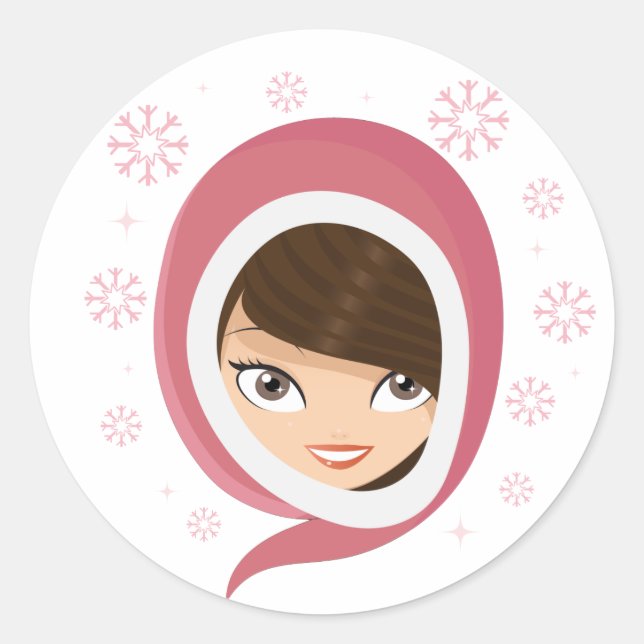 Cute Girl Classic Round Sticker (Front)