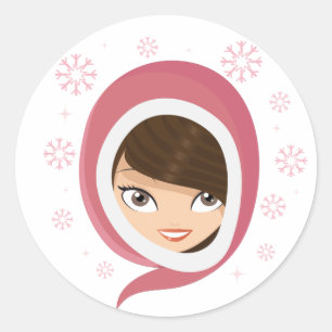 Cute Girl Classic Round Sticker