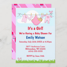 Cute Girl Clothesline Hearts Boho Baby Shower