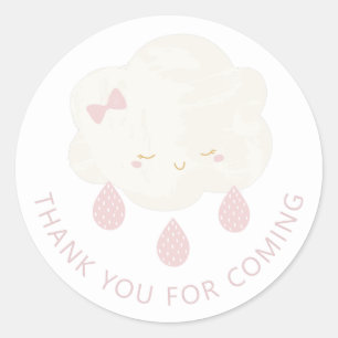 Cute girl cloud. Baby shower thank you for coming Classic Round Sticker
