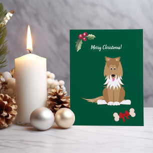 Cute Girl Collie Dog Customisable Holiday Card
