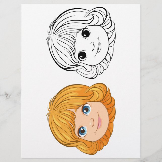 Cute girl colouring page (Front)