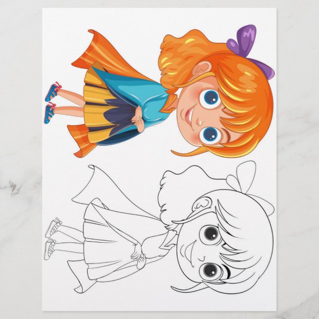 Cute girl colouring page (Front)