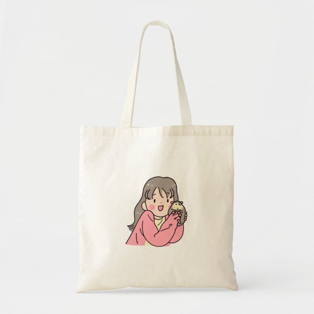Cute Girl Design Simple Tote Bag (Front)