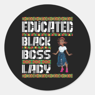Cute Girl Educated Black Boss Lady American Africa Classic Round Sticker