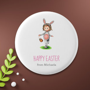Cute Girl Egg Hunt Easter 3 Cm Round Badge