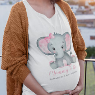 Cute Girl Elephant Pink Mummy To Be Baby Shower T-Shirt