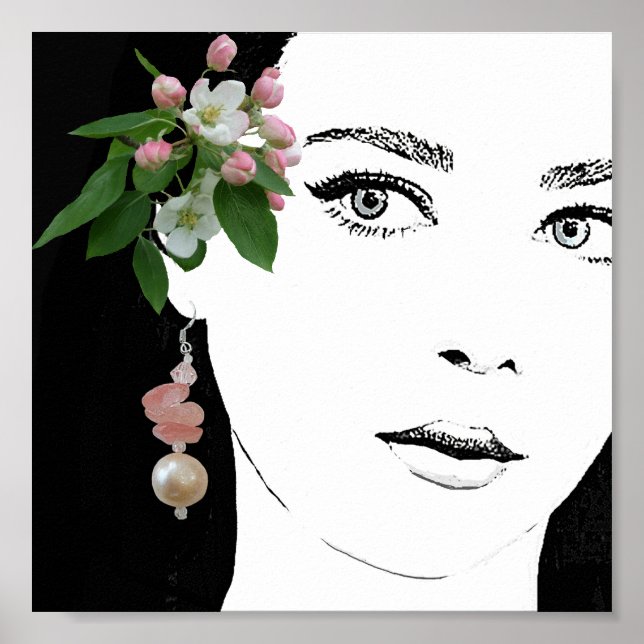 Cute girl face fashion illustration pretty fineart poster (Front)
