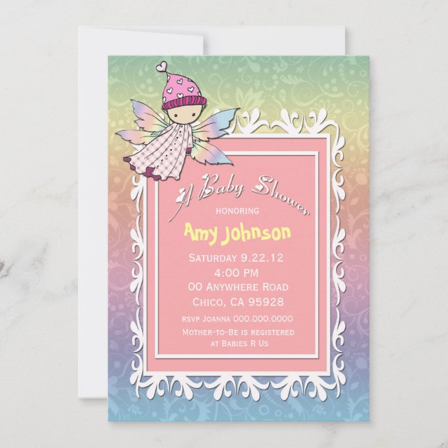 Cute Girl Fairy Baby Shower Invite (Front)