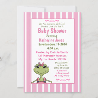 Cute Girl Frog Baby Shower Invitation