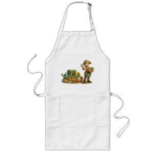 Cute Girl Gardener Harvesting Vegetables Art Long Apron