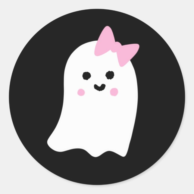 Cute Girl Ghost Classic Round Sticker (Front)