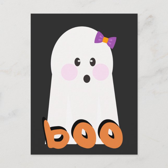 Cute Girl Ghost with Bow  Postcard (Front)