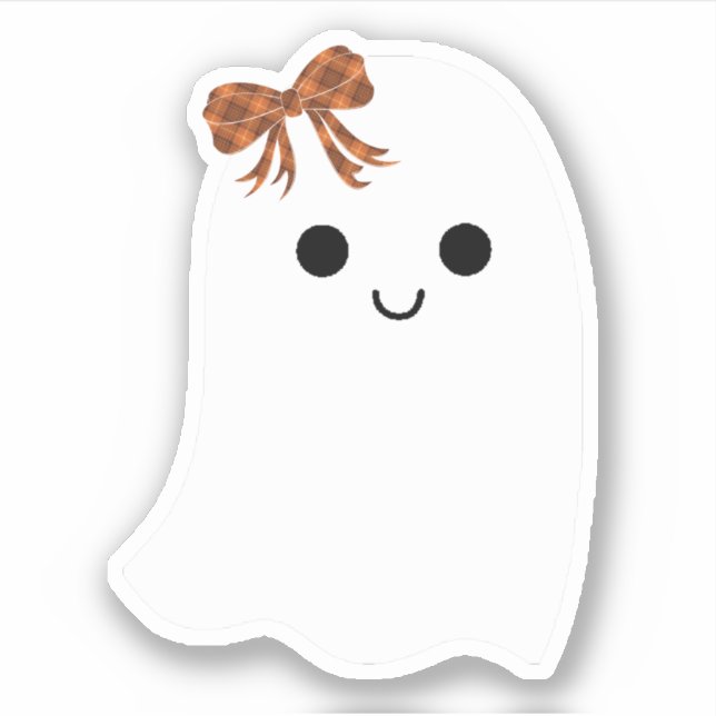 Cute Girl Ghost with Plaid Bow Halloween (Front)